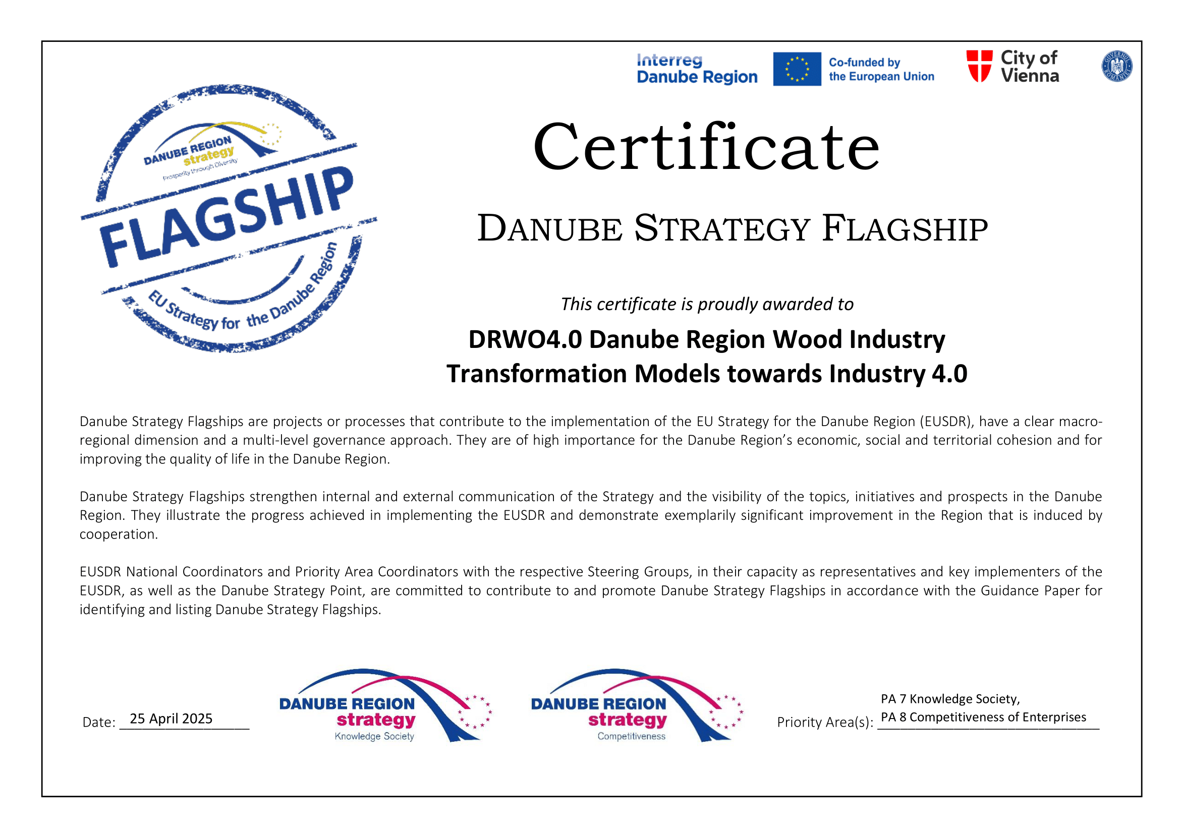 DRWO4.0 - Model transformacije drvne industrije dunavske regije prema Industriji 4.0