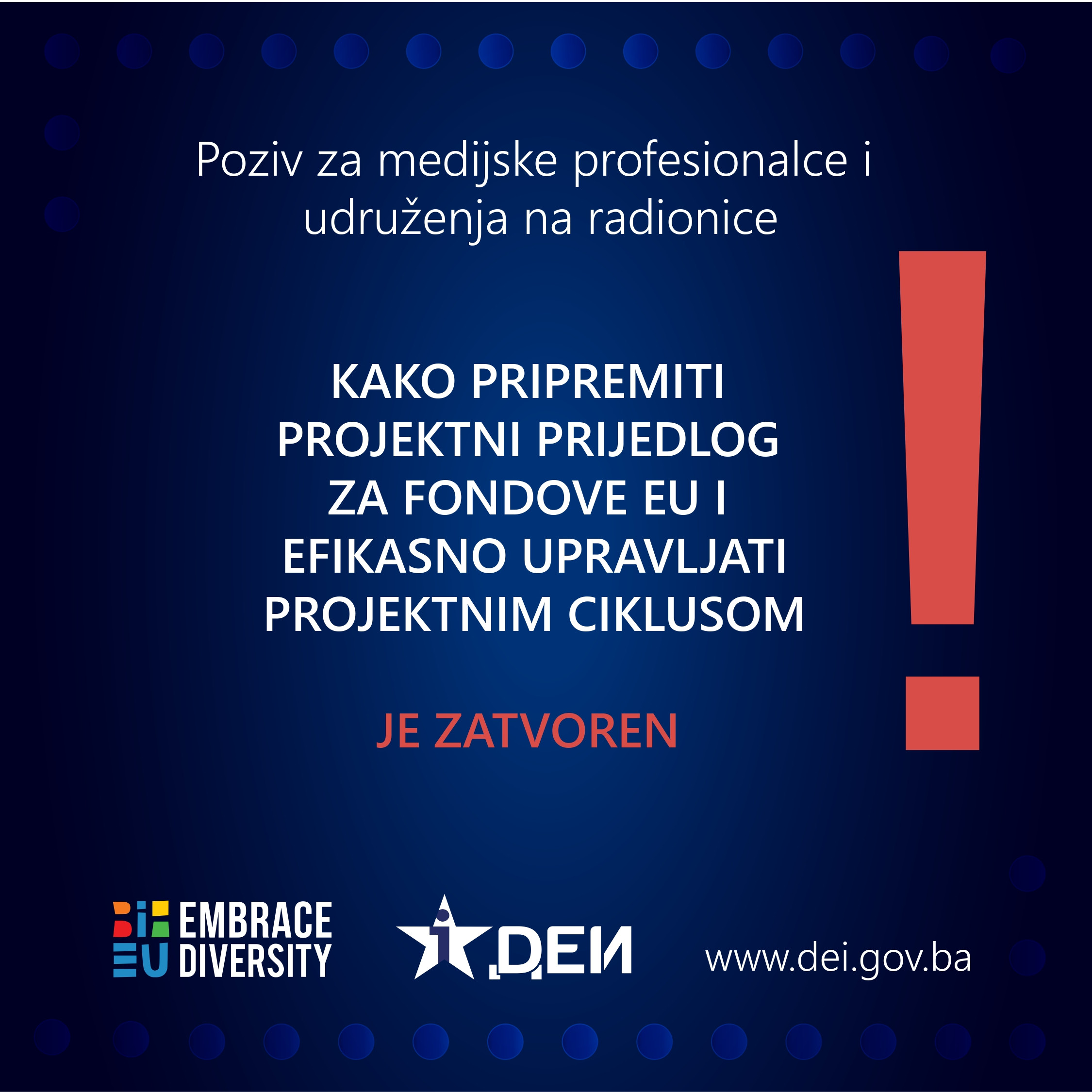 Obavještenje o ranijem zatvaranju poziva